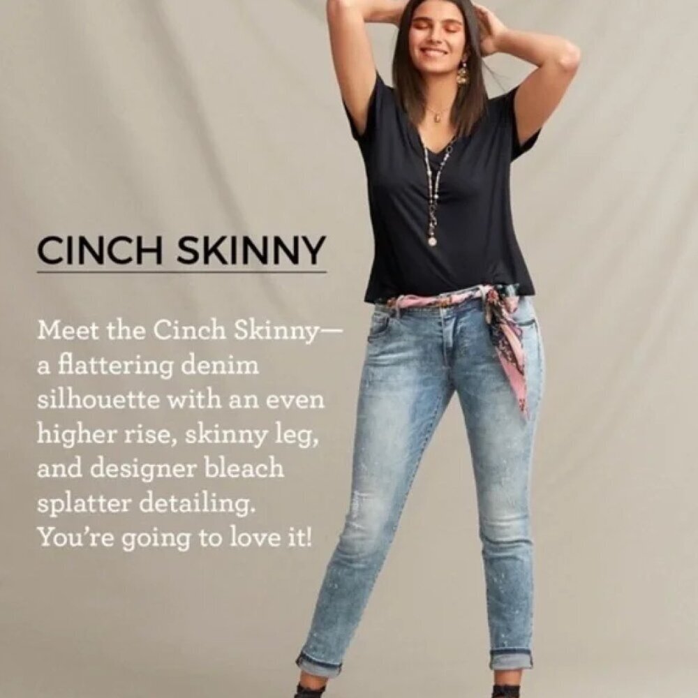 Cabi Acid Wash Cinch Skinny Jeans Size 8 Women's Lightly Distressed